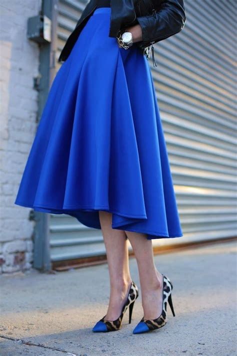 Cobalt Blue Midi Skirt Skirt Fashion Fashion Style