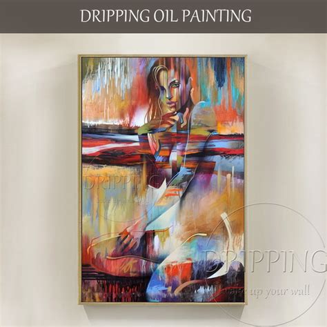 Pure Hand Painted Abstract Nude Woman Figure Acrylic Painting On Canvas