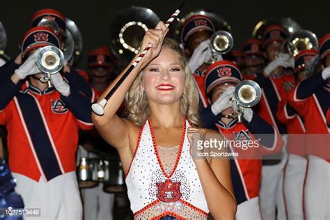 The Auburn Tigers Marching Band And Majorettes Perform At The Pep