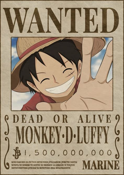 Monkey D Luffy Bounty Wanted Poster One Piece One Piece Bounties
