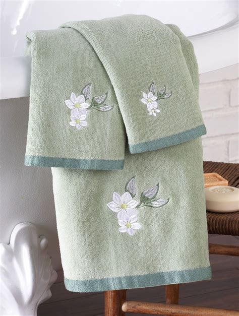 Magnolia Flowers Bathroom 3 Pc Towel Set Bath Room Accessories Towels