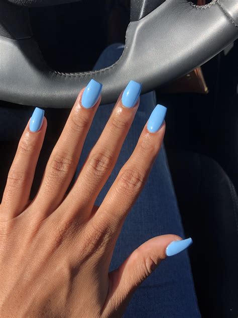 Blue Acrylic Coffin Nails Summer