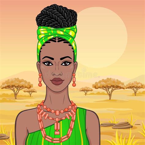 African Beauty Animation Portrait Of The Beautiful Black Woman In A