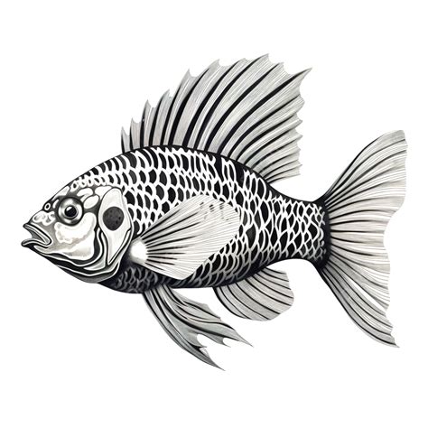 Black And White Fish Illustration Fish White Black Png Transparent