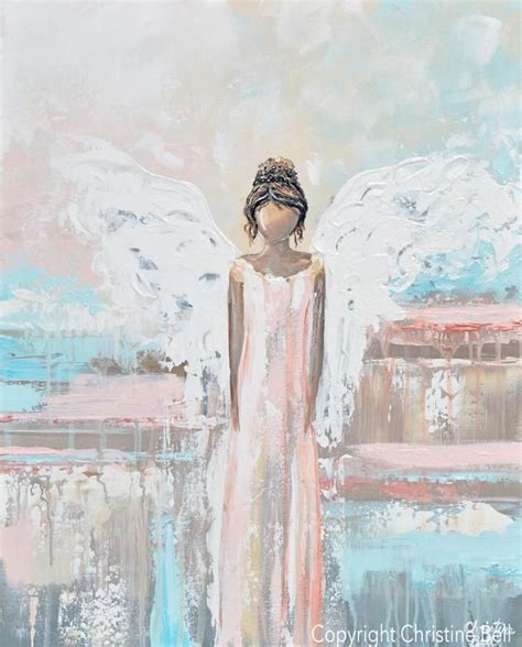 Angel Paintings Abstract Art Guardian Angels Spiritual Wall Art Decor