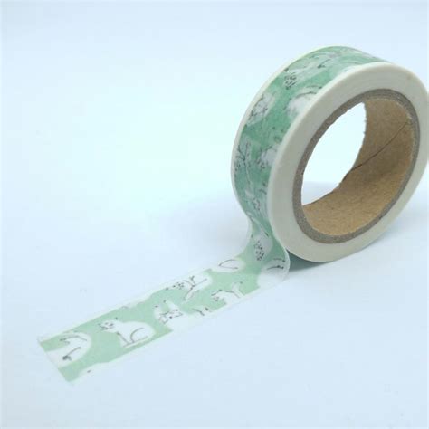 washi tape chat joueur 10mx15mm turquoise et blanc washi tape creavea