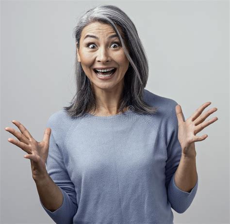 Beautiful Mature Woman Is Making Funny Faces Stock Photo Image Of