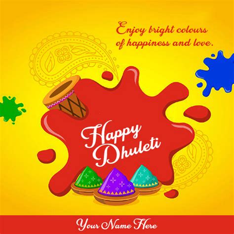 Happy Dhuleti Wish Card With Name