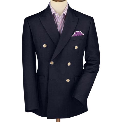 Navy Tonic Wool Mohair Tailored Fit Double Breasted Blazer Double