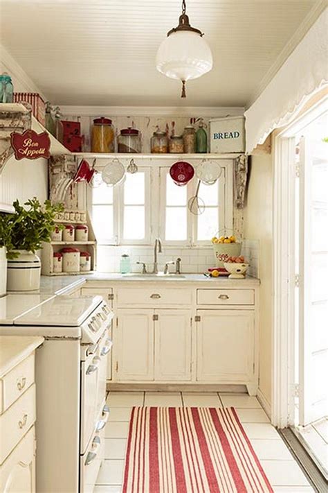 Cozy Cottage Kitchen In Red And White Cozyplaces