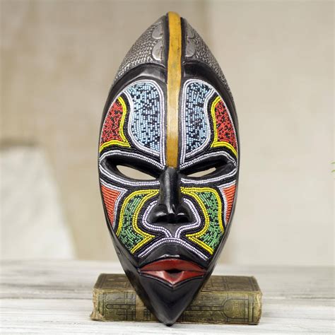 Unicef Market West African Wood Beaded Wall Mask From Ghana Zulu Homage