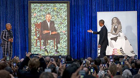 Trump also taunted the 'fake news' media, asking the reporters present at the rally: Barack Obama, Michelle Obama portraits from National ...