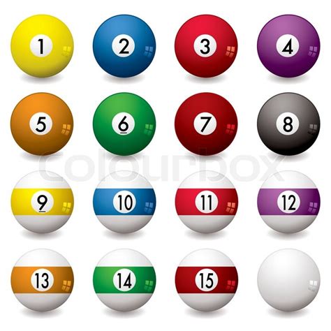 Collection Of Pool Balls Numbered From Stock Vector Colourbox