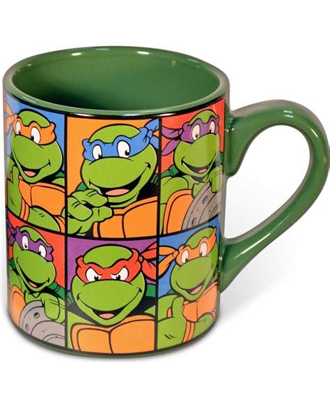 On the pillow, you can find a fun green. Teenage Mutant Ninja Turtles Faces Coffee Mug