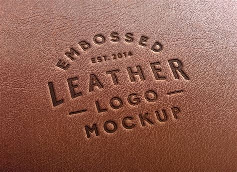 leather stamping logo mockup  graphicburger