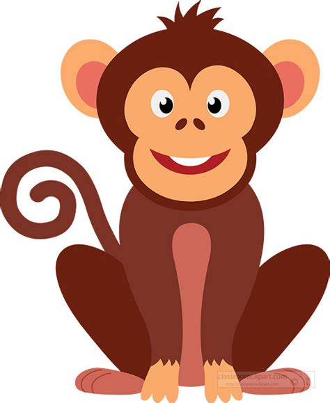 Monkey Clipart Cartoon Monkey Sitting On The Ground With A Smile On Its