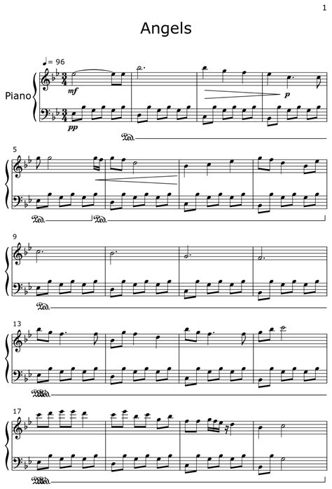 angels sheet music for piano