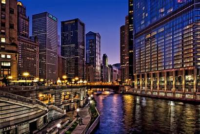 Chicago Night Usa Skyline Wallpapers Backgrounds Ecran