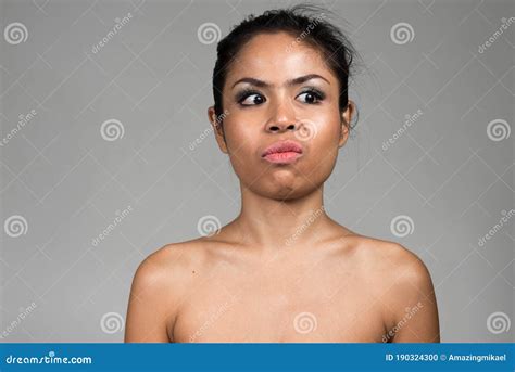 Face Of Shirtless Asian Woman Thinking And Looking Away Royalty Free Stock Image Cartoondealer