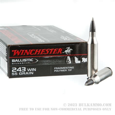 20 Rounds Of Bulk 243 Win Ammo By Winchester Supreme Ballistic Silvertip 55gr Polymer Tipped