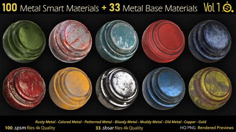 100 Metal Smart Materials - spsm + 33.sbsar - Base Materials ...