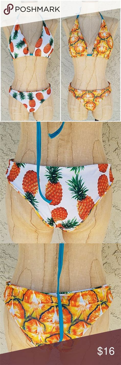 Reversible Pineapple Bikini Bikinis Pineapple Print Bikini