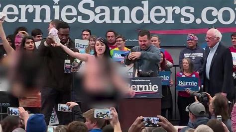 Topless Protesters Disrupt Bernie Sanders Rally In Nevada Cnn Video