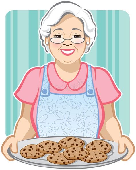 Grandmas Cookies Vector Illustration Of A Grandmother With A Platter