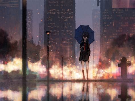 1600x1200 Anime Girl Rain Umbrella Wallpaper 1600x1200 Resolution Hd 4k Wallpapers Images