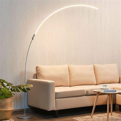 Led Arc Floor Lamp With 3 Brightness Levels Silver Costway