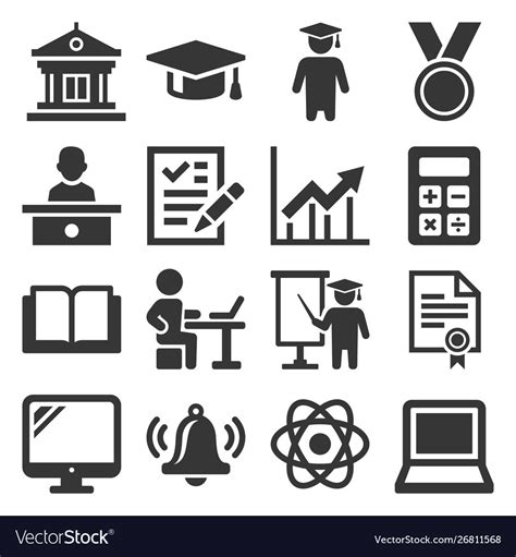 Education Icons College And School Study Set Vector Image