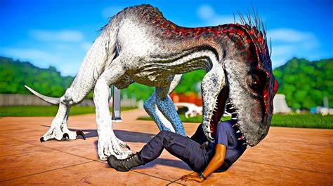 Indoraptor Vs Blue Breakout And Fight Jurassic World Evolution Dinosaurs Fighting Youtube