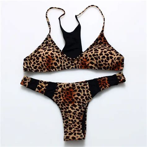 Trangel Sexy Bikini Set Women Leopard Print Halter Push Up Beachwear Femme Biquini Swimwear