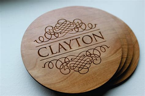 Personalized Coaster Set Of 4 Engraved Wood Coasters Home