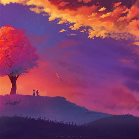 2932x2932 Kite Colorful Painting Sunset Tree Ipad Pro