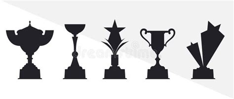 Trophy Cups Isolated Vectors Silhouettes Stock Illustration