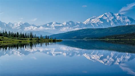 Alaska Denali National Park Lake With Mountain Reflection Hd Nature