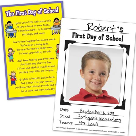 First Day Of School Poem And Photo Cards