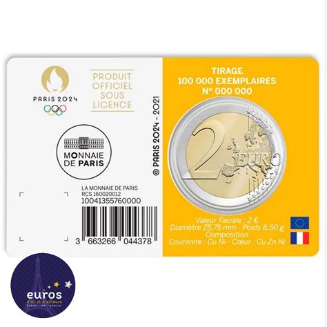 Coincard 2 Euros Commémorative France 2021 Jeux Olympiques Paris 2024