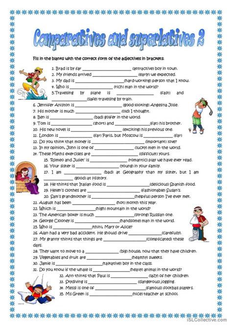 Comparative And Superlative Adjective Worksheets