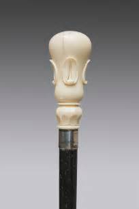 Antique Ebony Walking Cane With Ivory Handle