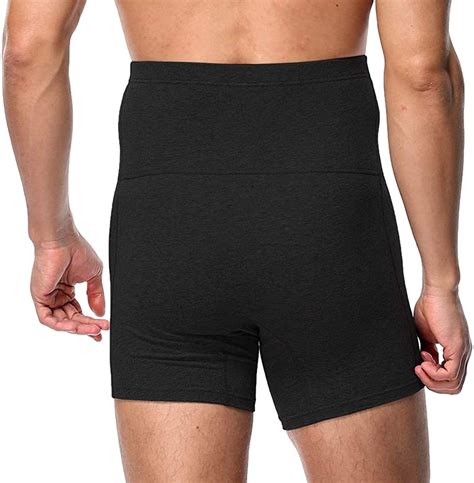 Men Stoma Boxer Shorts High Waist Cotton Underpants Black Stoma