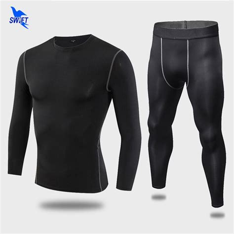 2018 mens dry fit compression tracksuit fitness tight running set long sleeve t shirt leggings