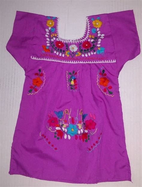 Traditional Mexican Girls Dress Embroidered Multi Color Flowers Dress Sz 6m 4t Ebay