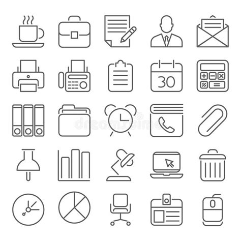 Office And Business Outline Icons Stock Vector Illustration Of