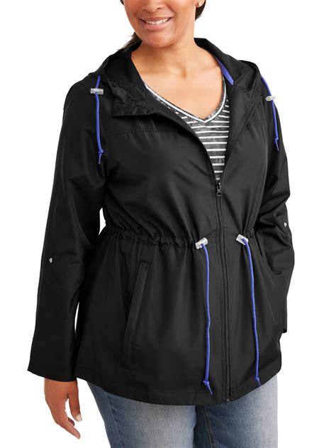 Weather Tamer Womens Plus Size Hooded Packable Anorak Zips Up Into A Small Pouch