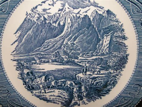 Currier Ives Royal China Blue And White Platter 11 12 Rocky Mountains