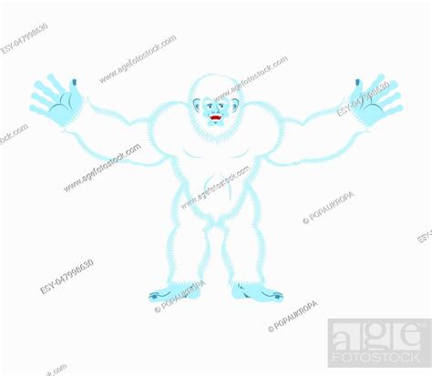 Yeti Joyful Bigfoot Cheerful Abominable Snowman Happy Stock Vector