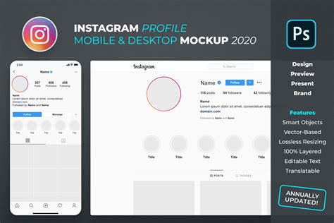 Instagram Profile Mockup Creative Photoshop Templates ~ Creative Market