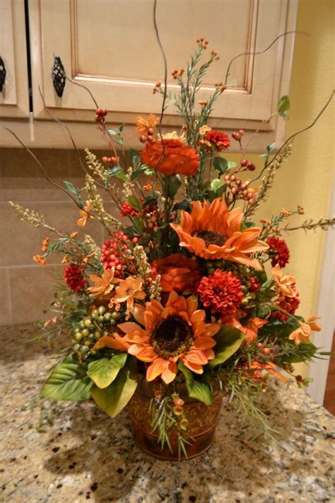 Colors Of Fall Arrangement By Kristenscreations On Etsy Silk Floral